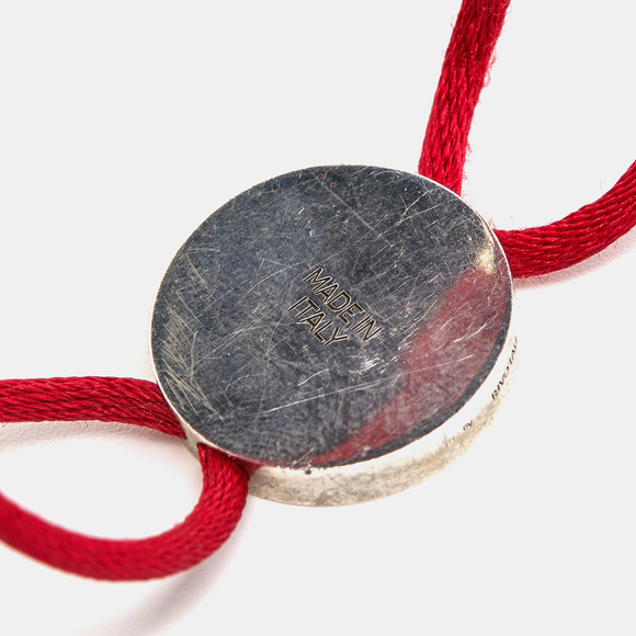 BVLGARI Red Enamel Sterling Silver Adjustable Cord Bracelet - Picture 4 of 6